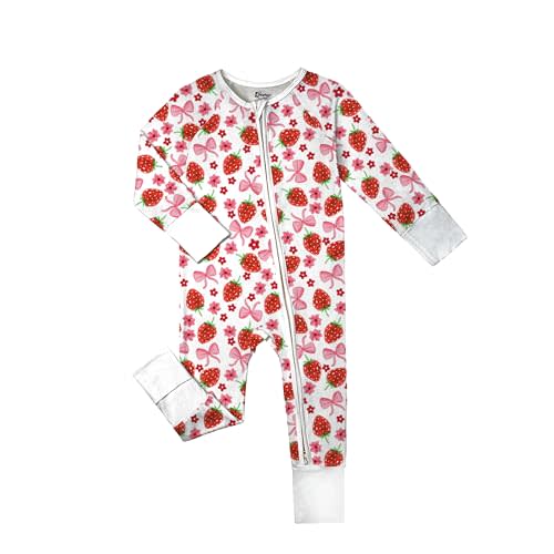 Weiwei Bamboo Viscose Baby Pajamas Convertible Footie Newborn Sleeper for Baby Girl Zipper Onesie 0-24M, 2-Way Zipper, YKK