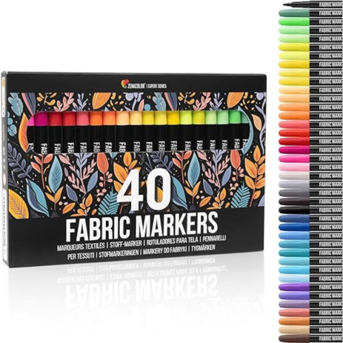 Zenacolor  Non-Toxic Fabric Markers Set, 40-count