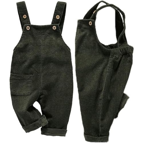Mornyray Toddler Boy Girl Soft Corduroy Suspender Pants Kids Overalls Loose Retro Adjustable button overalls