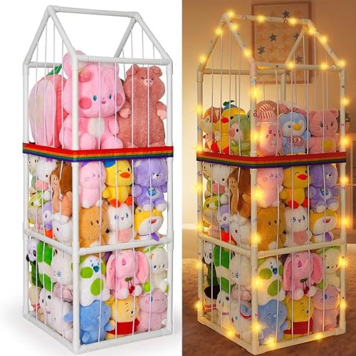 Unicorn Castle Plushies Toy Storage Organizer PVC Stuffed Animals Holder Kids Playroom Nursery Shelf
