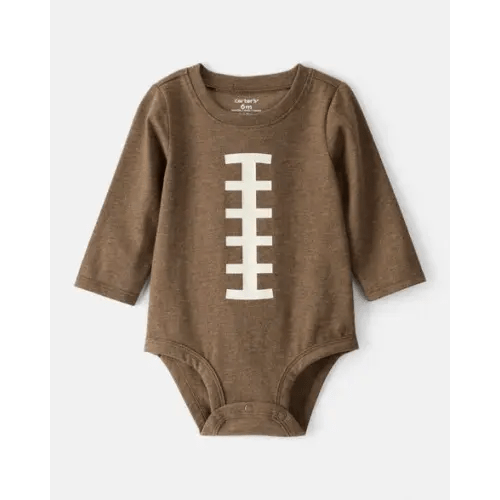 24M Baby Boy Football Long-Sleeve Graphic Bodysuit - Brown | Carter's