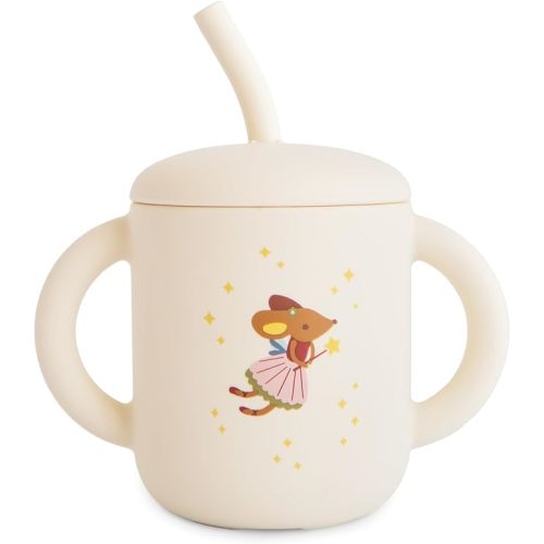 mushie 100% Silicone Training Cup & Straw for Toddlers | 6 Months+ (Fairy Mice)
