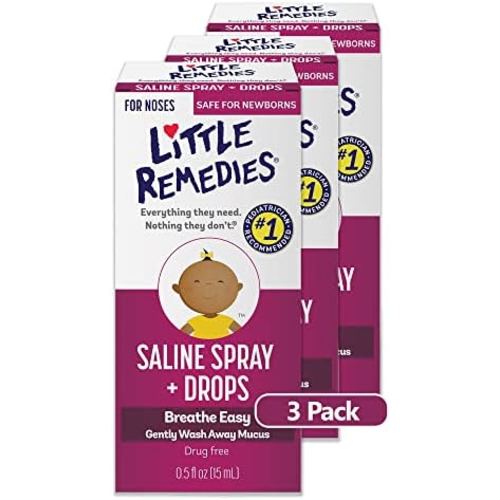 Little Remedies Saline Spray and Drops, Safe for Newborns, 0.5 fl oz, 3 Pack