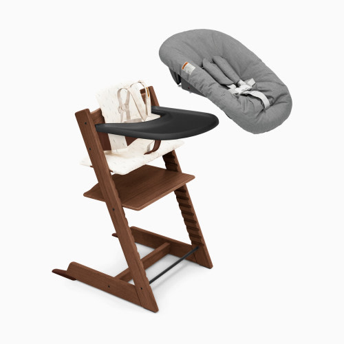 Stokke Tripp Trapp High Chair Complete² + Newborn Set - Oak Warm Brown/Wheat Cream Cushion/Black Tray