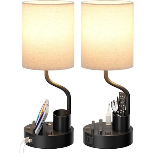 Fenmzee Bedside Lamps for Bedroom Set of 2 - Table Desk Lamp for Nightstand