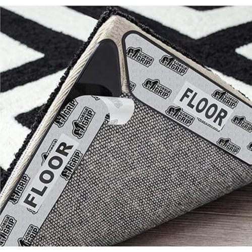 GORILLA GRIP Rug Gripper Pads Keep Area Rugs Corners from Curling, No Damage Reusable Double-Sided Stickers, Holds Down Carpet in Place on Hardwood Floors, Grips Tile Floor, Holiday Home Decor 8 Pcs