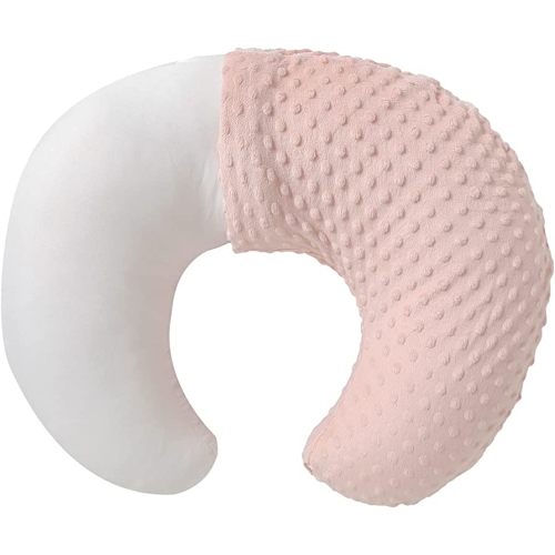 Nursing Pillow and Positioner with Cover for Breastfeeding and Bottle Feeding, Propping Baby, Tummy Time, Baby Sitting Support, Awake-Time Support (Light Pink, 22" x 17.7" x 5.9")