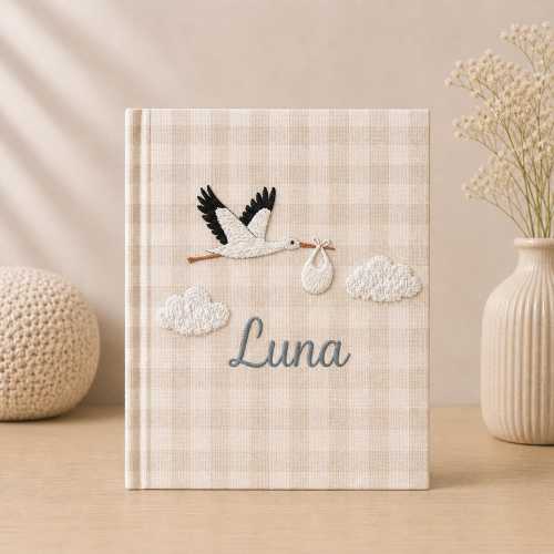 Custom Hand Embroidered Baby Photo Album, Embroidered Photo Album With Sleeves, Personalized Baby Photo Album, Baby Scrapbook