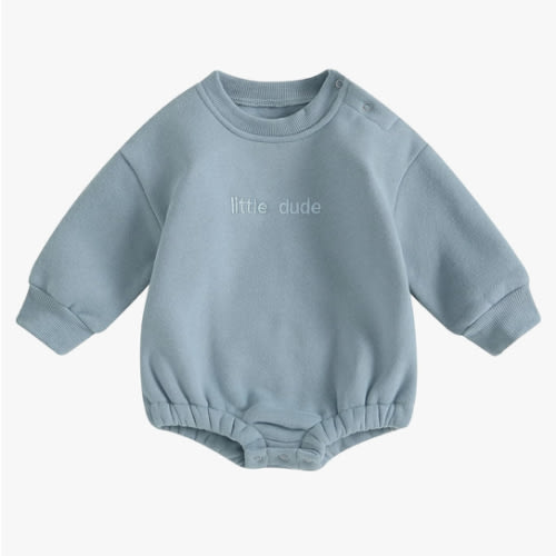 VISGOGO Newborn Infant Baby Boy Girls Oversized Romper Little Dude Sweater Onesie Coming Home Outfit Neutral Clothes