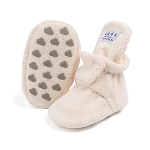 KIDSUN Infant Baby Boy Girl Cozy Fleece Bootie Newborn Stay On Slipper Winter Warm Gripper Non-Slip Crib Shoes