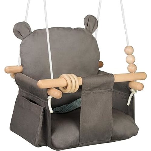 Baby Hanging Swing Seat Toy Chair Canvas Toddler Swing Seat with 2 Side Pockets for Indoor Playground Sports & Outdoor Play Toys