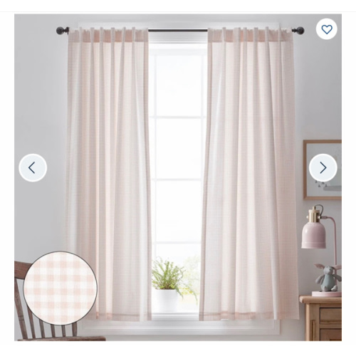 Ditsy Gingham Classic Cool Organic Cotton Percale Window Curtain