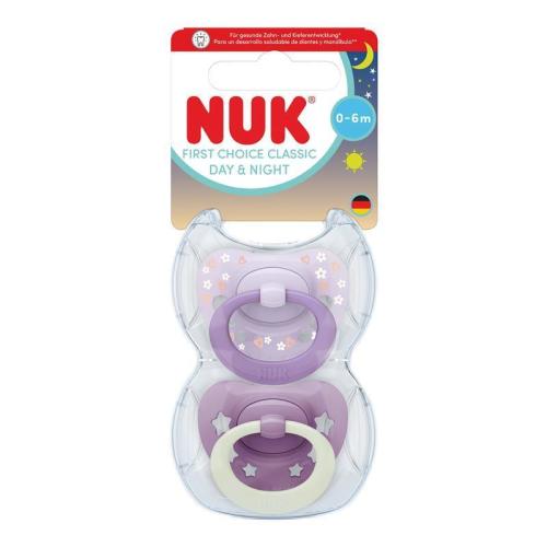 NUK First Choice Classic Day and Night Soother 0-6m Purple