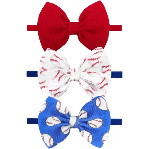 Baseball Baby Bows 0-6 Months Red Hair Bow Sport Baby Headband Soccer Bows for Girls Baseball Hairband Infant Bows Headband Game Hair Accessories