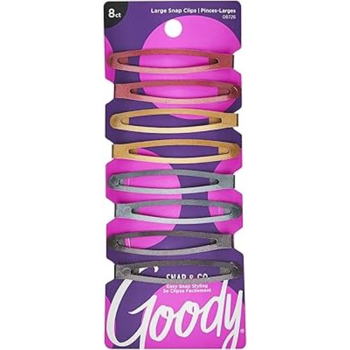 Goody Snap & Go Contour Clips, Assorted Metallic Colors, 8CT