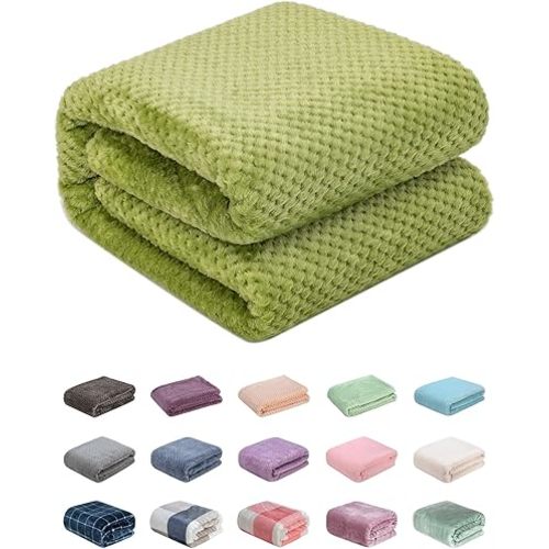 Fuzzy Throw Blanket, Plush Fleece Blankets for Adults, Toddler, Boys and Girls, Warm Soft Blankets and Throws for Bed, Couch, Sofa, Travel and Outdoor, Camping (Throw(50"x70"), L-Avocado)