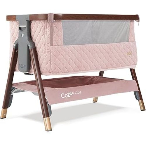 Tutti Bambini CoZee® Luxe Bedside Bassinet & Sleeper, Walnut/Blush