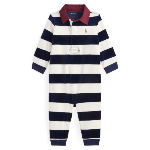Stripe Cotton Blend Velour Romper