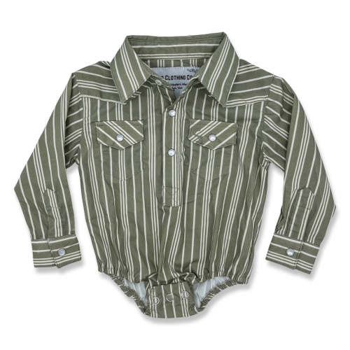 Vintage Green Stripe Long Sleeve Pearl Snap Onesie – Cowkid Clothing Company