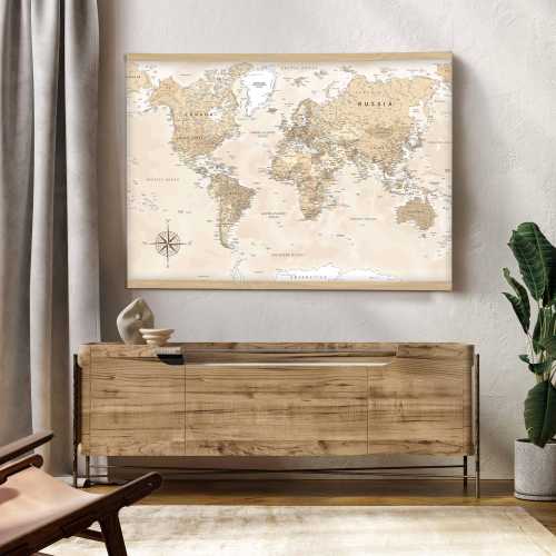 World Map Wall Art - Large Wall Art - nursery wall art - Tapestry Wall Art - Highly Detailed World Map Tapestry - JS22