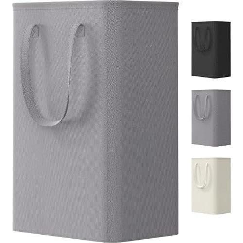 Lifewit Slim Laundry Hamper, Narrow Small Laundry Basket with Handle for Dirty Clothes, Collapsible Tall Thin Laundry Bin for Bathroom Bedroom Dorm College, 50L, Grey