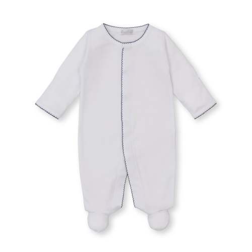 White/Navy Kissy Footie - 6-9 Months