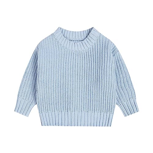 Infant Baby Boy Girl Solid Color Knit Sweater Chunky Long Sleeve Pullover Sweaters Shirts Warm Fall Winter Tops Clothes