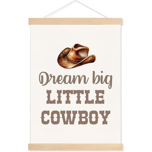 MNKVITMEAK Western Cowboy Nursery Wall Art Poster Hanger Frame, Inspirational Cowboy Hat Canvas Prints Wall Decor for Little Boys Bedroom Kids Room Nursery Playroom Home, 12x16 Inch