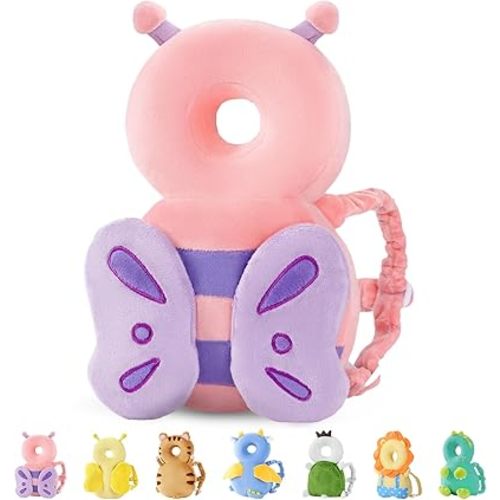 JunNeng Baby Head Protector Backpack, Toddler Walking Fall Head Protection, Pink Butterfly