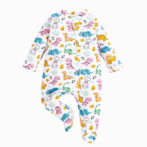 Xyant Baby Boy Girl Pajamas Cotton Long Sleeve Footed Romper 2 Way Zipper One Piece Outfit Fall Winter Clothes (Light Yellow,0-3 Months)