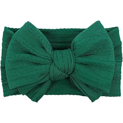 LemonSpace Handmade Baby Girls Headbands Bows Soft Stretchy Nylon Hair Bands Hair Accessories with Bows for Newborn Baby Girls Infant Toddlers Kids(Green)
