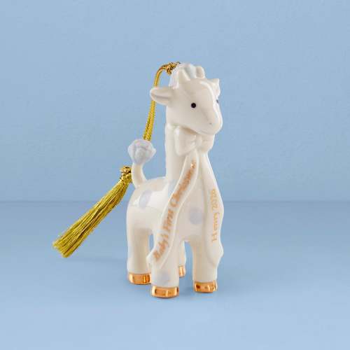 Personalized Babys Blue Giraffe Ornament