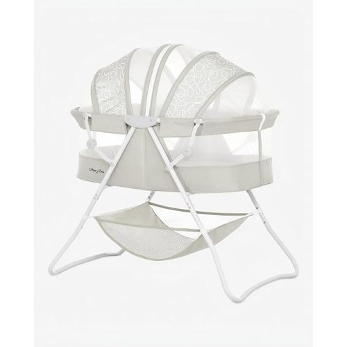 Dream On Me Karley Portable Infant Bassinet, Double Mesh Canopy, Cool Grey