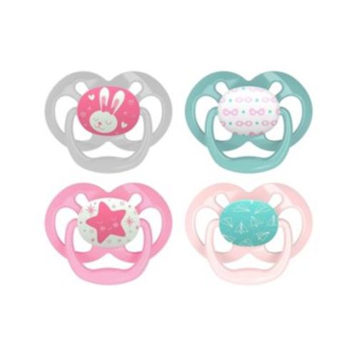 Advantage Symmetrical Pacifier, Pink, 4 Pack, 6-18m