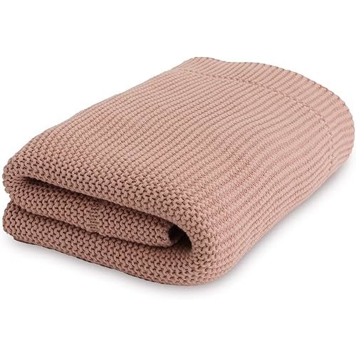 Natemia Knitted Baby Receiving Blanket - Misty Rose