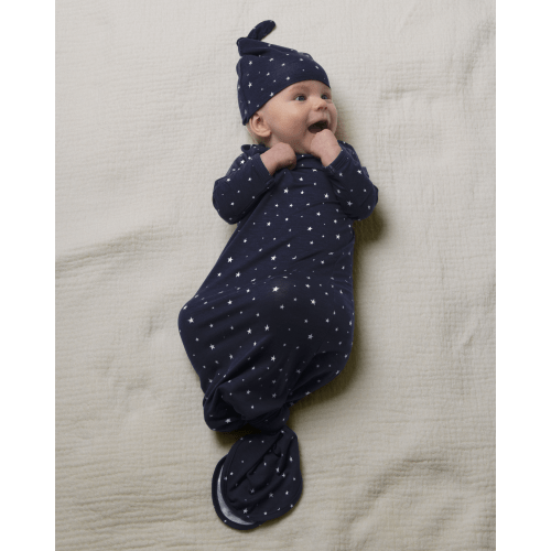 Bamboo Knotted Baby Gown | Navy Stars | Kindred Bravely