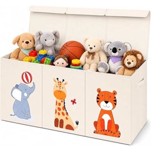 Zebra Baby Toy Storage Organizer for Kids and Toddlers, 40" x 13.5" x 16.5" - Large Collapsible Toy Chest for Living Room - Box, Bin, Organizer for Boys and Girls, Extra Big