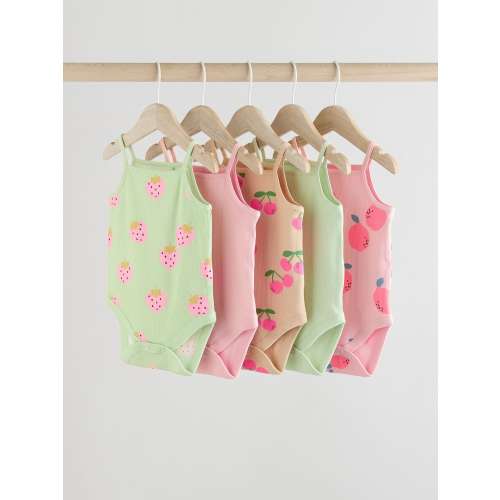 Green Baby Strappy Vest Bodysuits 5 Pack