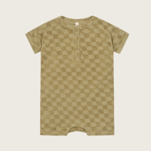 Dusky Checkerboard Terry Beach Romper | Organic Zoo