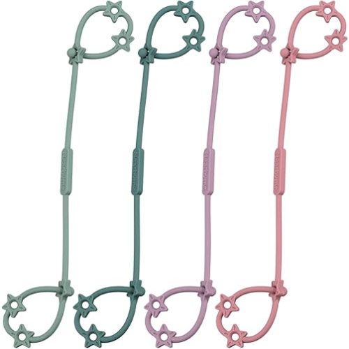 Toy Straps for Baby, 4 Pack Adjustable Stretchable Sippy Cup Straps, Sippy Bottles or Pacifier to Stroller, Highchair, Car Seat, Hanging Basket (4Pack,Midnight Blue/Ether/Deep Lilac/Mauve)