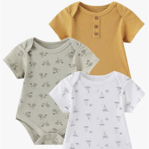 Newborn Baby Boy Girl Bodysuits Short Sleeve Summer Infant Clothes 0-12 Month