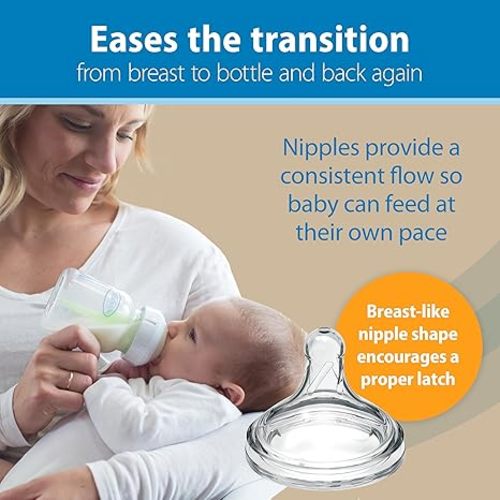 Dr. Brown's Natural Flow Anti-Colic Options+ Wide-Neck Glass Baby Bottles 5 oz/150 mL, with Level 1 Slow Flow Nipple, 3 Pack, 0m+