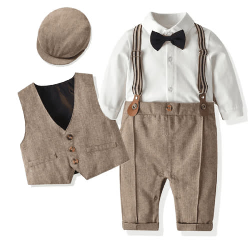 Romper & Vest + Hat - Formal Baby Outfit Designed by Cristian Moretti®