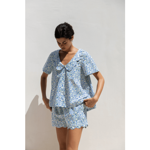 Penelope Sleep Set - Cotton - Floret Blue – Piyama USD