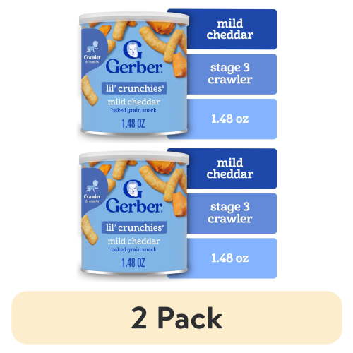 (2 pack) Gerber Stage 3 Baby Food Snacks, Mild Cheddar Lil' Crunchies, Baby Led Feeding 1.48 oz