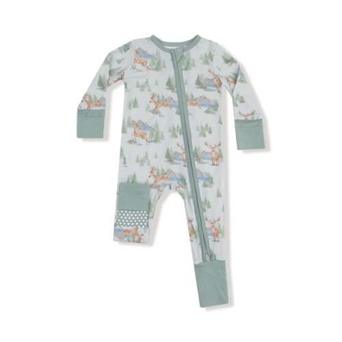 BUCK DEER GREEN ZIPPER ROMPER