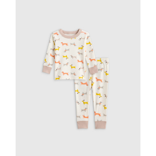 100% Organic Cotton Long Sleeve and Pant Pajama Set in Animal Faces