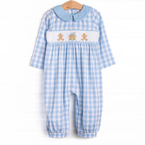 Ginger Snap Season Smocked Romper, Blue – Stitchy Fish