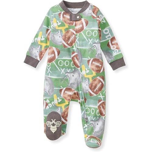 Burt's Bees Baby Boys Sleep and Play PJs, 100% Organic Cotton One-Piece Zip Front Romper Jumpsuit Pajamas