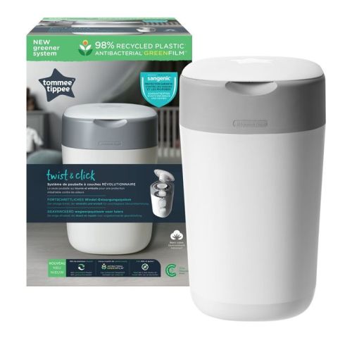 Tommee Tippee Twist & Click Nappy Disposal Unit - Cotton White | Nappy Bins | Baby Bunting NZ